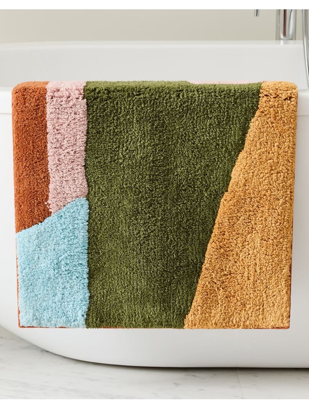 West Elm Angled Modern Bath Mat - Colorful Abstract Area Rug - Picture 12 of 16